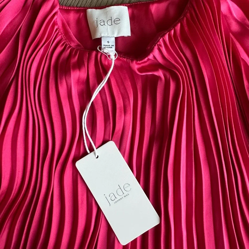 Jade Johnny Was NWT GEORGINNA PLEATED BLOUSE Top Pink